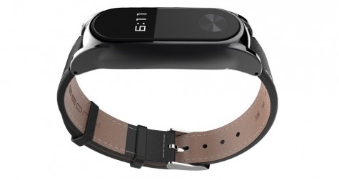 Кожаный ремешок для Xiaomi Mi Band 2 MJobs 2 Plus Black/White